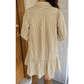 Madlin Brown Stripe Collared Neck Cuffed Long Sleeve Drop Waist Mini Dress