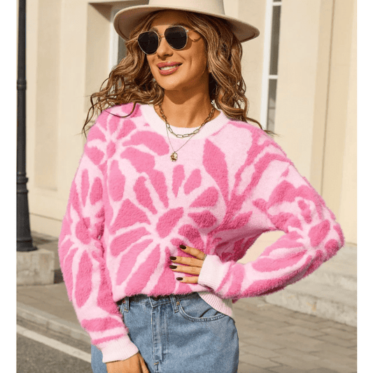 Arielle Light Pink Furry Flower Sweater
