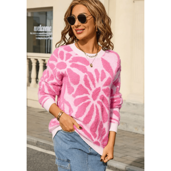 Arielle Light Pink Furry Flower Sweater
