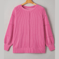 Marylan Bonbon Pink Spiral Ribbed Exposed Seam Detail Plus Size Long Sleeve Top