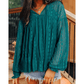 RTS Evergreen Sheer Lace Balloon Sleeve Babydoll Blouse