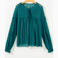 RTS Evergreen Sheer Lace Balloon Sleeve Babydoll Blouse