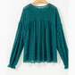 RTS Evergreen Sheer Lace Balloon Sleeve Babydoll Blouse