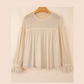 RTS Parchment Pleated Ruffle Long Sleeve Chiffon Blouse