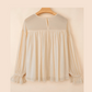 RTS Parchment Pleated Ruffle Long Sleeve Chiffon Blouse