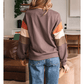 Ava Marie Color Block Drop Shoulder Pullover Casual Sweatshirt