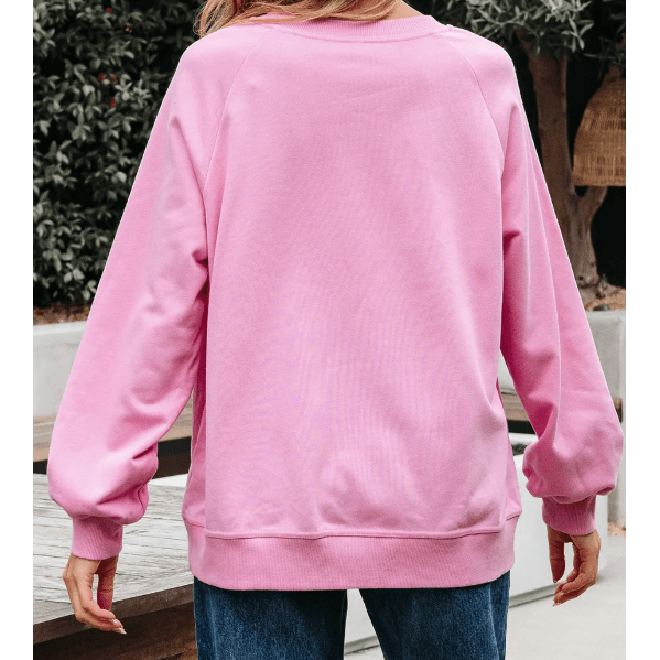 Bentley Bright Pink Lace Patched Raglan Sleeve Loose Fit Sweatshirt