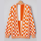 Cammie Orange Checkered Open Front Drop Shoulder Cardigan