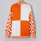 Cammie Orange Checkered Open Front Drop Shoulder Cardigan