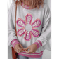 Gayle Flower Patch Contrast Trim Crew Neck Sweatshirt