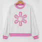 Gayle Flower Patch Contrast Trim Crew Neck Sweatshirt