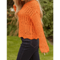 Dottie Carrot Orange Open Crochet Scallop Edge Sweater