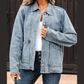 Jodi Scallop Trim Collar Patched Pocket Button Up Denim Jacket