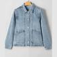 Jodi Scallop Trim Collar Patched Pocket Button Up Denim Jacket