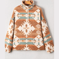 Livy Khaki Quarter Zip Elastic Cuffs Aztec Sweatshirt