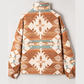 Livy Khaki Quarter Zip Elastic Cuffs Aztec Sweatshirt