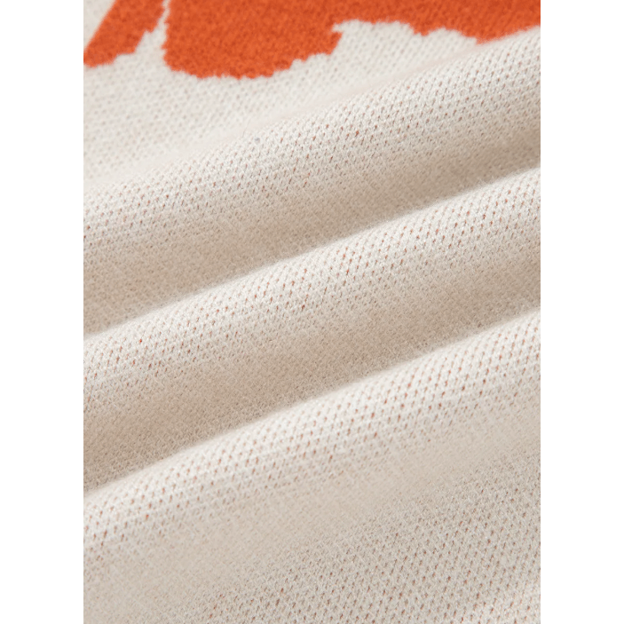 Haven Orange Bold Flower Pattern Wide Sleeve Baggy Sweater