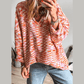 Angelou Orange Vibrant Abstract Print Drop Shoulder V Neck Tunic Oversized Sweater