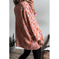 Angelou Orange Vibrant Abstract Print Drop Shoulder V Neck Tunic Oversized Sweater