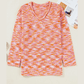 Angelou Orange Vibrant Abstract Print Drop Shoulder V Neck Tunic Oversized Sweater