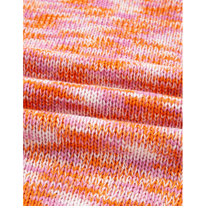Angelou Orange Vibrant Abstract Print Drop Shoulder V Neck Tunic Oversized Sweater