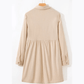 Murray Oatmeal Corduroy Half Button Collared Long Sleeve Mini Dress
