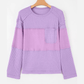 Kort Thermal Knit Contrast Textured Patchwork Long Sleeve Top