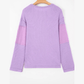 Kort Thermal Knit Contrast Textured Patchwork Long Sleeve Top
