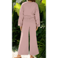 Cherie Light Pink Drop Shoulder Puff Sleeve Crop Pullover Drawstring Wide Leg Pants Set