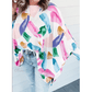 RTS Graffiti Print Dolman Sleeve Blouse with Artistic Brushstroke Pattern