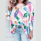 RTS Graffiti Print Dolman Sleeve Blouse with Artistic Brushstroke Pattern