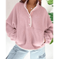 RTS Stand Neck Half Button Zip Pocket Plush Sweatshirt