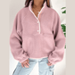 RTS Stand Neck Half Button Zip Pocket Plush Sweatshirt