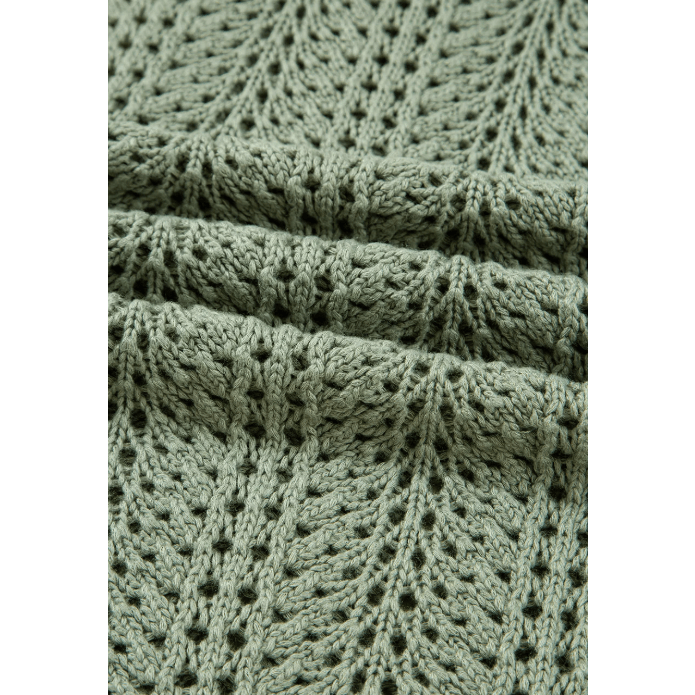 RTS Green Bay Scalloped Edge Eyelet Knit Batwing Sleeve Cardigan