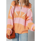 Winslee Orange Stripe Colorblock Half Zip Oversize Sweater