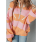 Winslee Orange Stripe Colorblock Half Zip Oversize Sweater