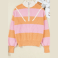 Winslee Orange Stripe Colorblock Half Zip Oversize Sweater