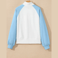 Amia Beau Blue Colorblock Snap Buttons Pullover Sweatshirt