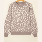 Carolina Leopard Spots Pattern Ribbed Trim Drop Shoulder Sweater