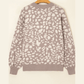 Carolina Leopard Spots Pattern Ribbed Trim Drop Shoulder Sweater