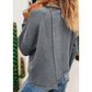Daffney Raw Edge Uneven Hem Patchwork Drop Shoulder Sweater