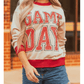 GAME DAY Letter Graphic Varsity Striped Detail Baggy Sweatshirt