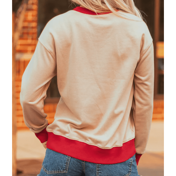 GAME DAY Letter Graphic Varsity Striped Detail Baggy Sweatshirt