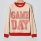 GAME DAY Letter Graphic Varsity Striped Detail Baggy Sweatshirt