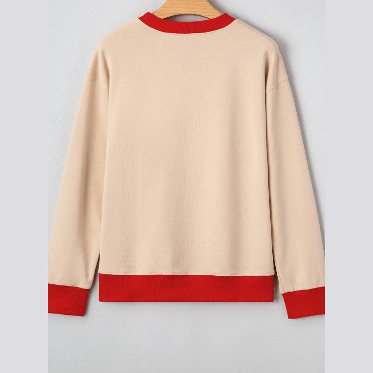 GAME DAY Letter Graphic Varsity Striped Detail Baggy Sweatshirt