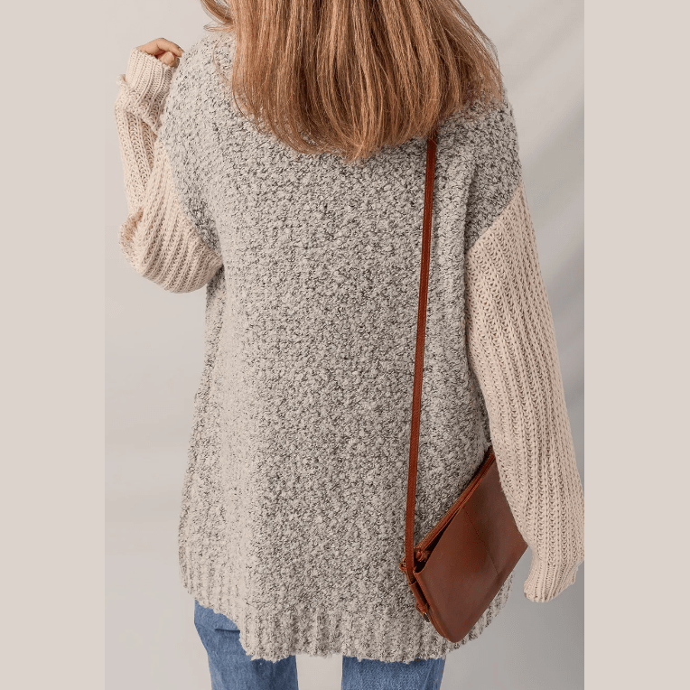 Eula Color Block Side Pockets Open Front Cardigan