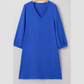 Simona Sky Blue Frilled V Neck Bracelet Sleeve Shift Mini Dress