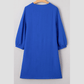 Simona Sky Blue Frilled V Neck Bracelet Sleeve Shift Mini Dress