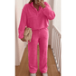 Franki Half Button Pullover Drawstring Pants Solid Color Corduroy 2pcs Outfit