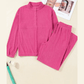Franki Half Button Pullover Drawstring Pants Solid Color Corduroy 2pcs Outfit